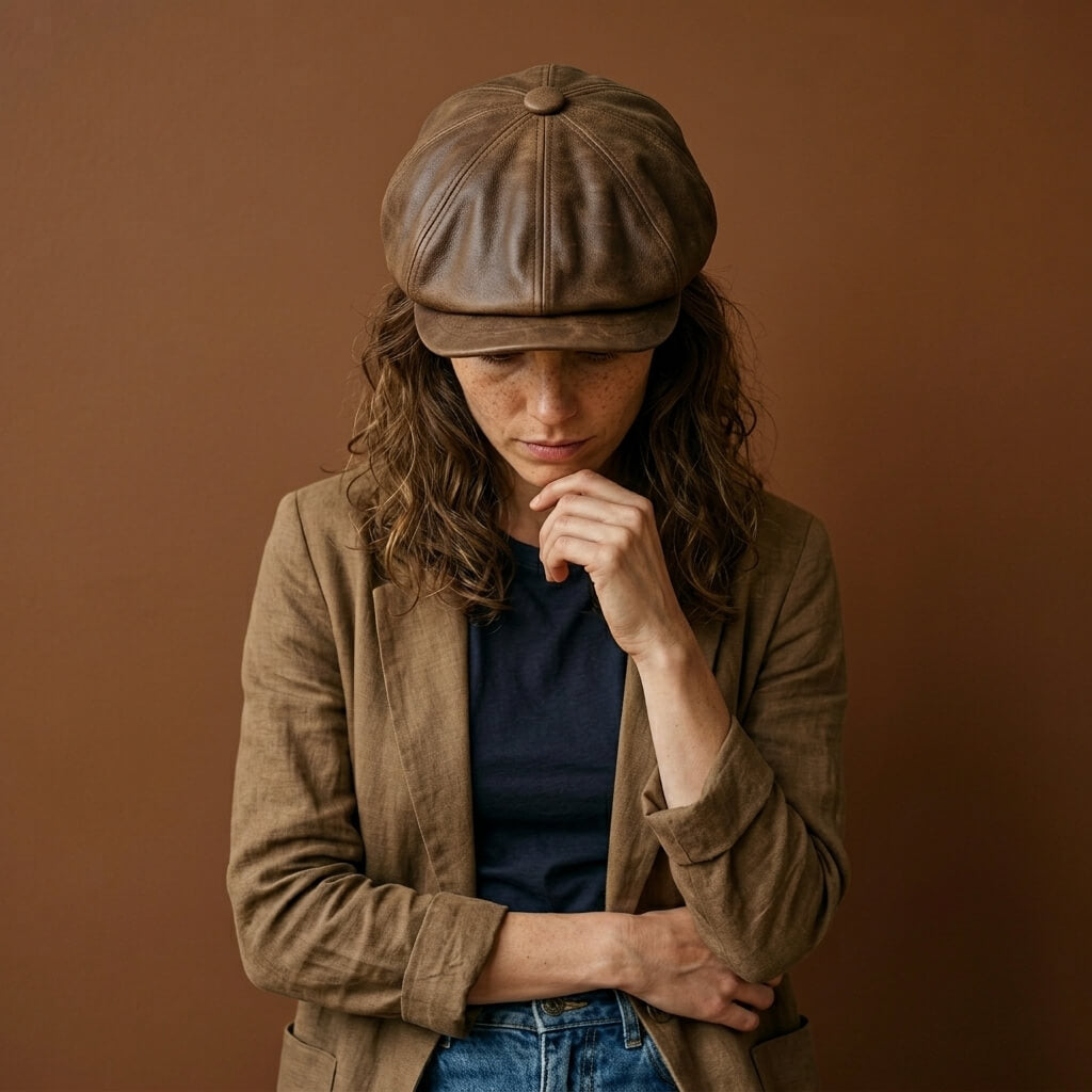 The Vintage Leather Newsboy Cap