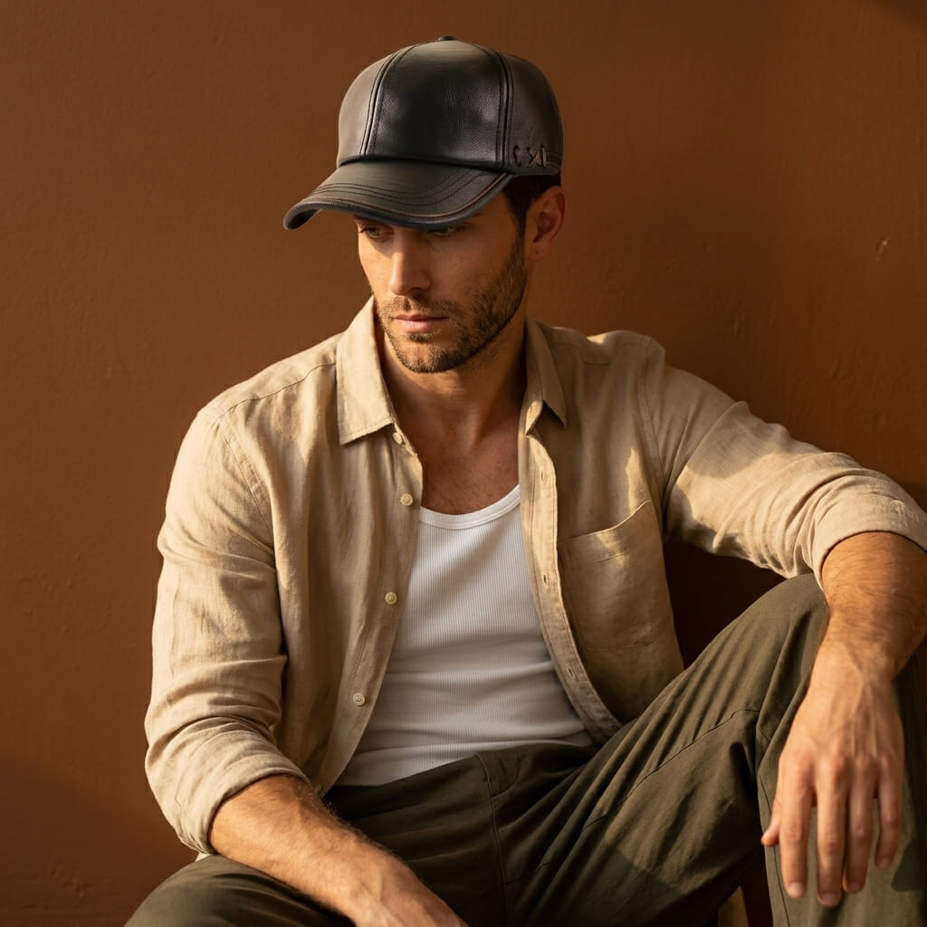 The Cross-Stitch Leather Cap