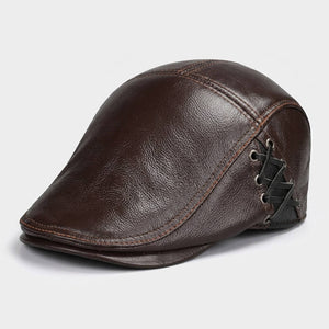The Lace-Up Leather Flat Cap