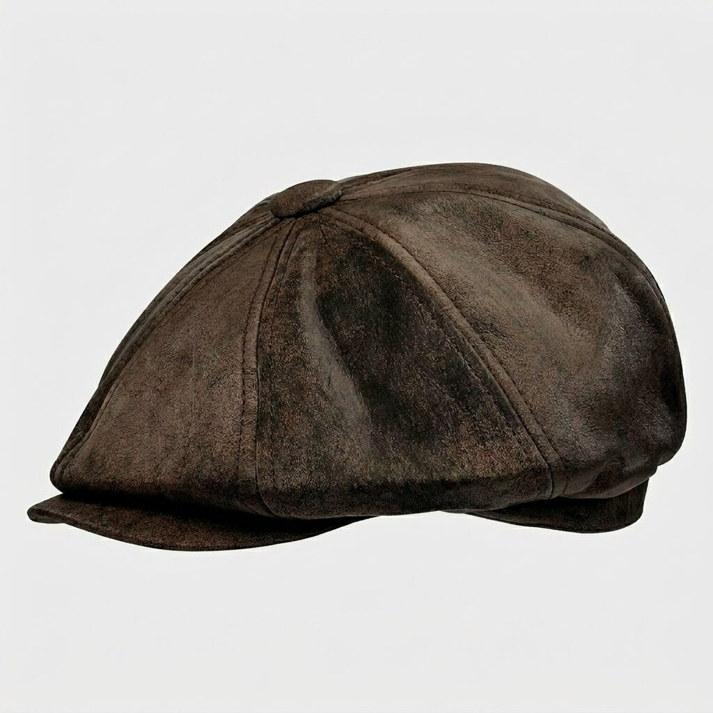 The Vintage Leather Newsboy Cap
